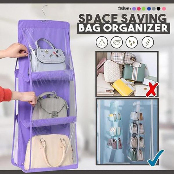 

storage boxes & bins 6 cell bouble-sided clear wardrobe closet space saving bag organizer hanging 3-layer 6-bag underwear