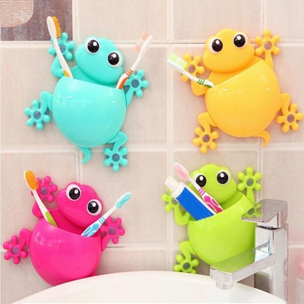 

creative cartoon sucker gecko toothbrush wall suction bathroom sets toothbrush holder 1pc