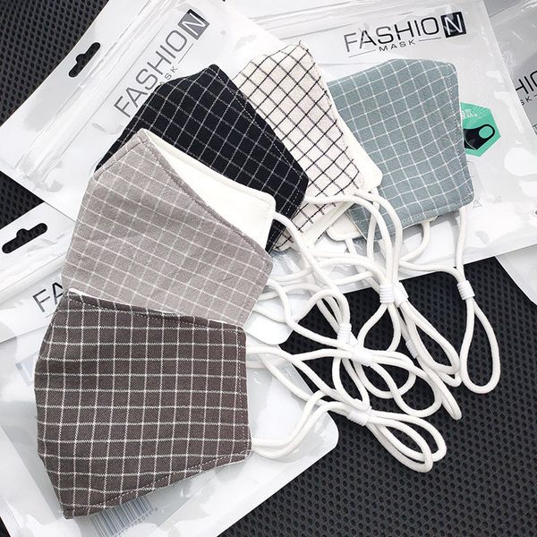 

plaid mask dustproof anti-uv face women men fashion mouth-muffle washable cotton protective masks dura