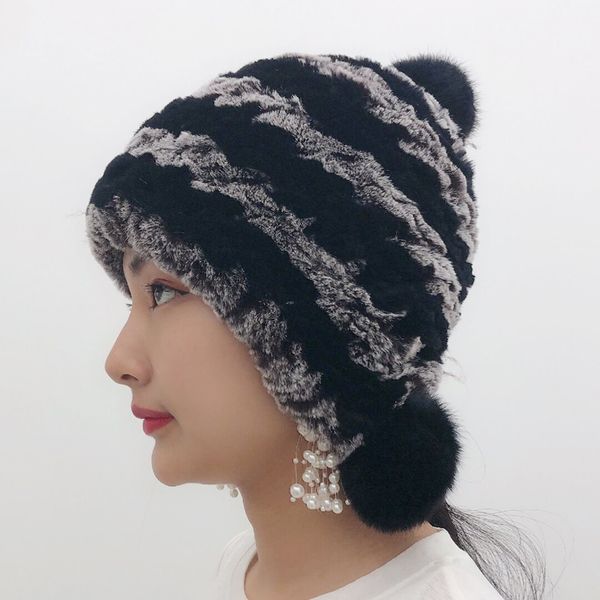 

and ladies autumn winter fur natural fabric rabbit skin hair ball scratch new fashion brand hat cksq, Blue;gray