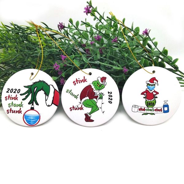 

2020 mask christmas tree pendant printed white pottery christmas ceramic hanging pendant christmas decor decorations ornaments vtky2060