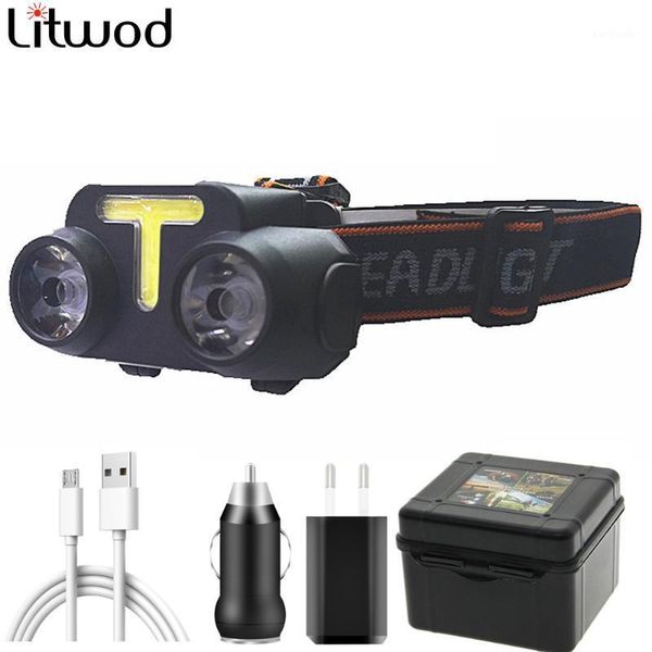 

headlamps bike light mini cob led headlight headlamp head lamp usb rechargeable 18650 torch camping hiking night fishing light1