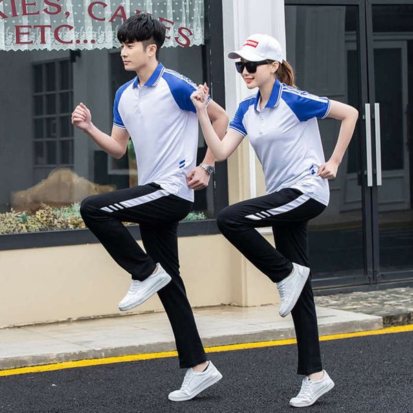 

short summer cotton school uniform leisure sports sleeve trousers suit, Gray