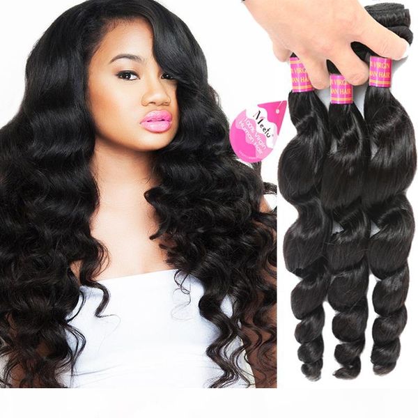 

brazilian loose wave 3pcs 8a natural wavy hairstyles malaysian peruvian indian virgin human hair extentions wholesale price, Black
