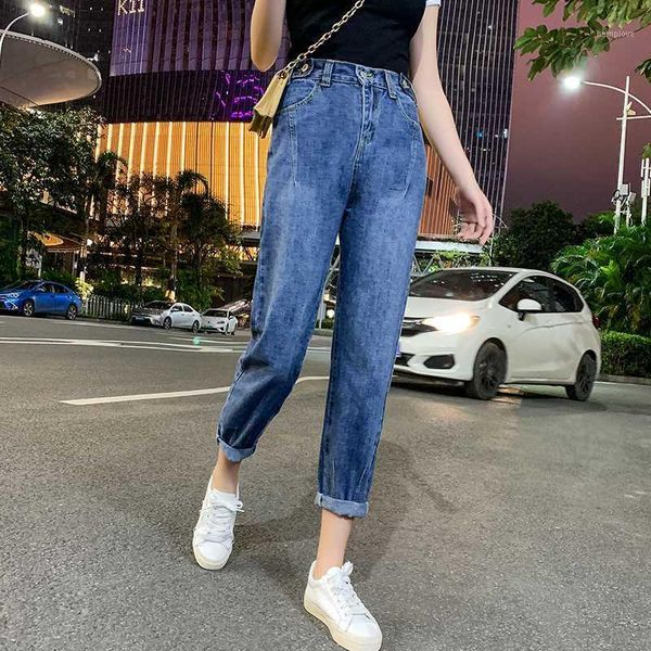 

light blue pants high-waisted jeans eoman plus size dark blue jeans pantalones mujer cintura alta mezclilla new korean jean1