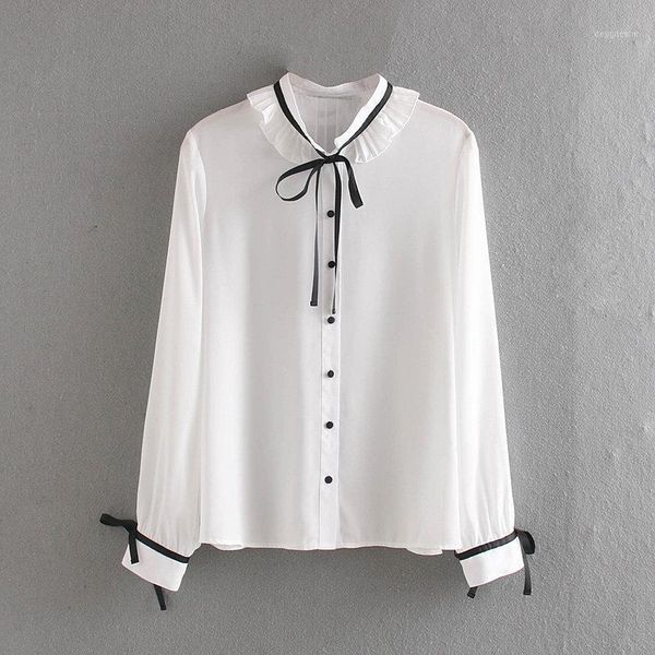 

women's blouses & shirts ly45-6508 european and american fashion small sweet wind hitting scene frilled shirt1, White