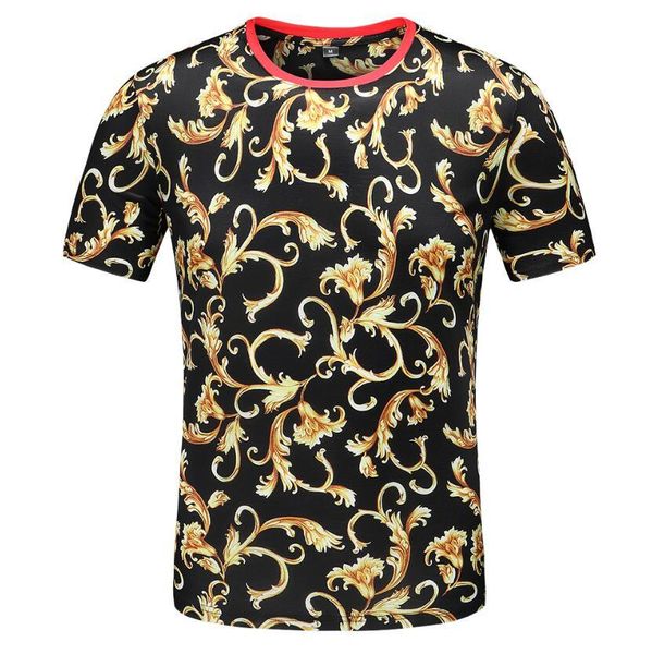 

summer cotton men's t shirts fashion crew neck short sleeve t shirt classic floral printed designer tees, White;black