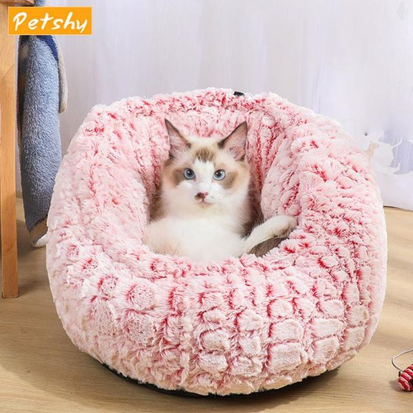 

kennels & pens petshy round plush pet bed warm dog cat nest small medium dogs puppy sofa loungers sleeping mat pad cushion kennel house