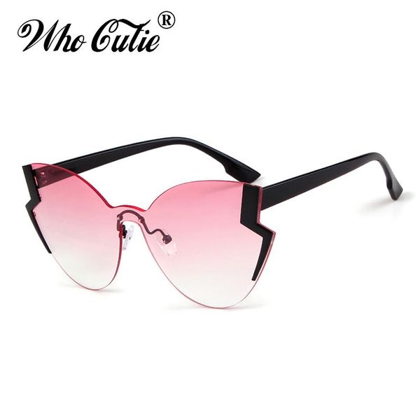

sunglasses who cutie 2021 unique cat eye men women brand design retro vintage futuristic rimless flat sun glasses shades 691, White;black