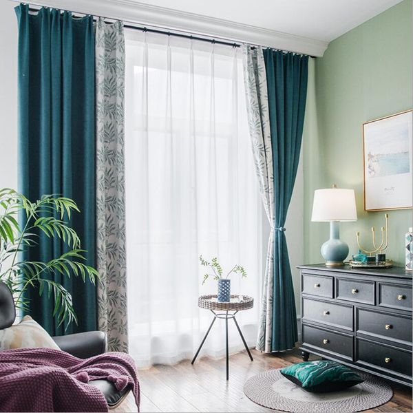 Tenda Nordic vento pianta fresca ins imitazione cashmere opaco ombreggiatura camera da letto soggiorno tende di giunzione