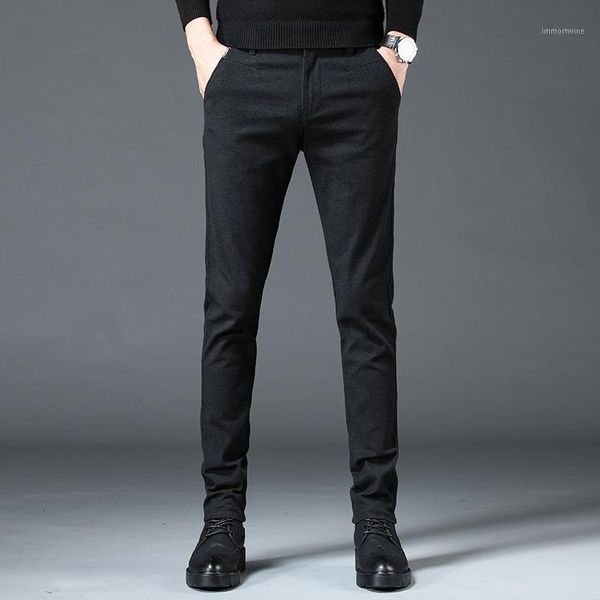 

long pants men's trousers plus size business casual autumn male streetwear slim elastic hombre fashion straight 38 brand1, Black