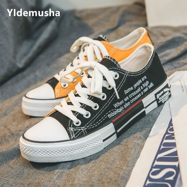 

yidemusha spring summer woman casual breathable students sneakers new fashion comfortable canvas women walking shoes y200801, Black