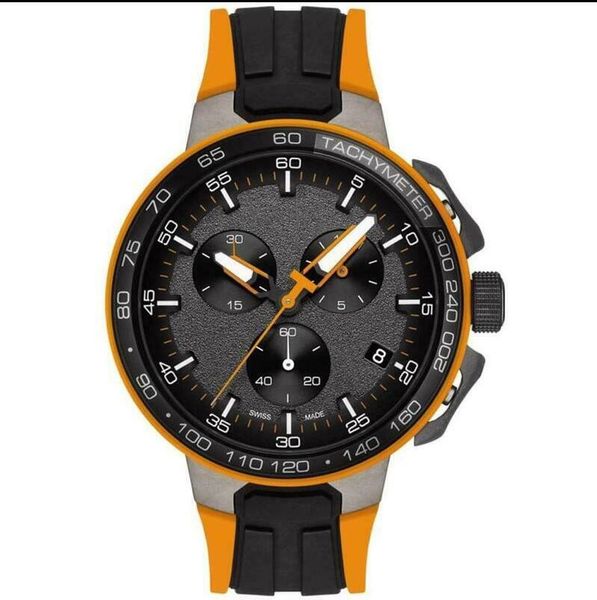 

mens t111.417.37.441.04 t-race велоспорт оранжевый черный хронограф часы, Slivery;brown