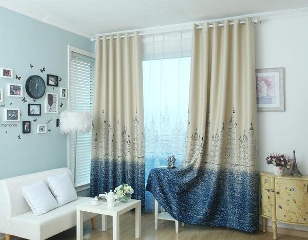 

blue castle printed full shade curtains for living dining room bedroom.1