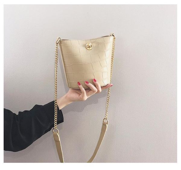 

shoulder bags women's bag fashion crocodile bucket chain strap messenger