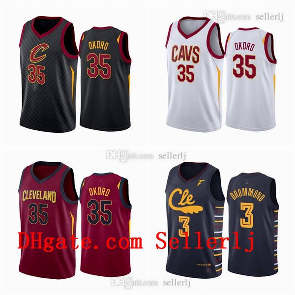 

men 35 isaac okoro 2020 nba cleveland cavaliers black city jersey, Black;red