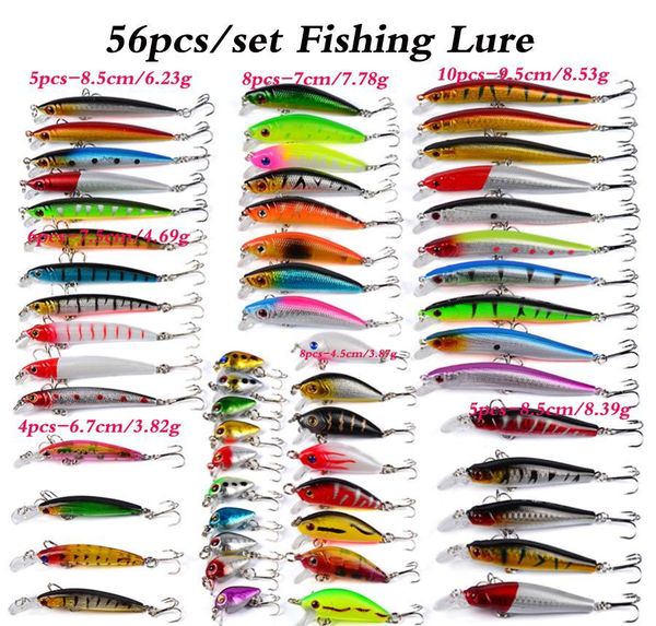 

для рыбалки 56шт. salmon приманка соленая водяная снасти смешанные партии бас-миннов форель приманки пресноводные басы приманка рыбалка набо