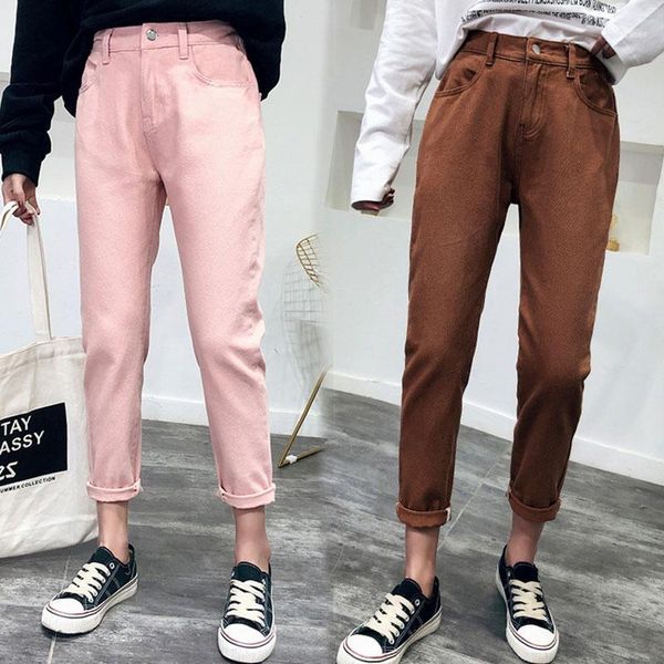 

women jeans denim pants 2019 spring summer fashion female wild elastic waist solid casual jeans demin harem pant trousers1, Blue