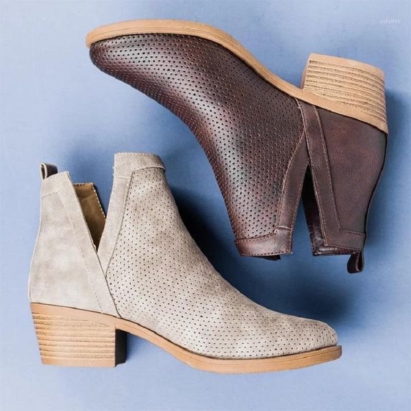 

2020 women pu leather ankle boots ladies retro shoes woman chunky low heels soft bottom women's shoes new spring autumn1, Black