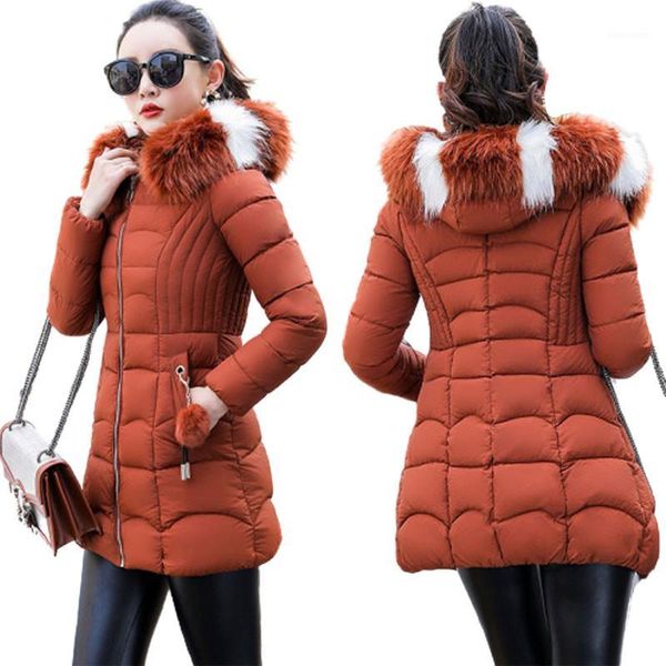 

2020 new winter jacket parka women coat fur collar hooded long coat female jacket parkas cotton padded outwear p10261, Black