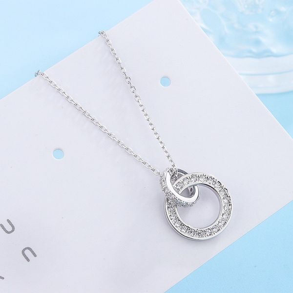 

2020new round diamond pendant necklace clavicle female fashion temperament wild sterling silver necklace is not allergic and does not fade w