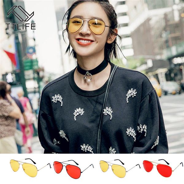 

ttlife new fashion ocean солнцезащитные очки женщины металлические рамки желтые очки красный объектив sun carter glasses rave festival