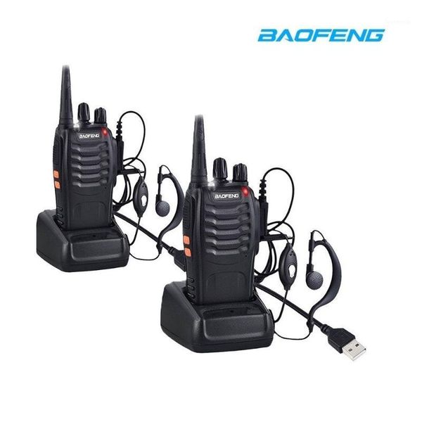 

2pcs baofeng bf-888s walkie talkie with earpiece two way radio bf-888s uhf 400-470mhz 16ch portable transceiver1