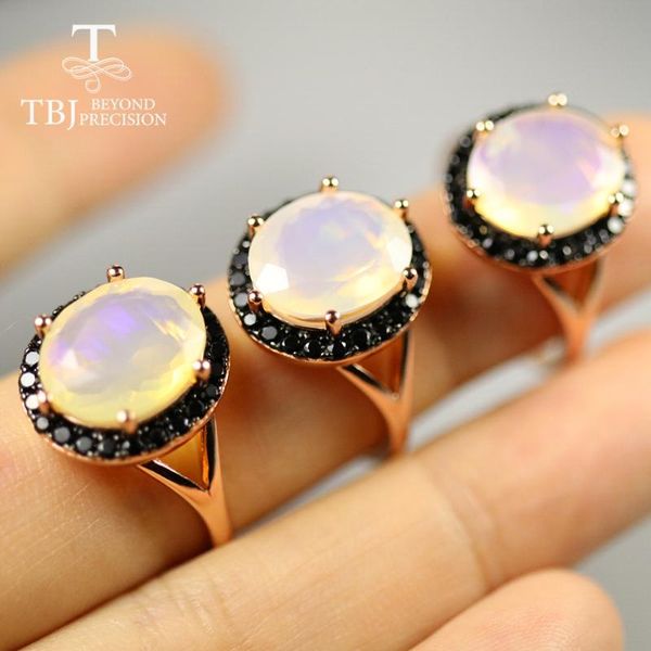 

cluster rings 100% natural ethiopia opal ring oval 10*12mm 2.5ct up gemstone fine female jewelry 925 sterling silver for women limited versi, Golden;silver