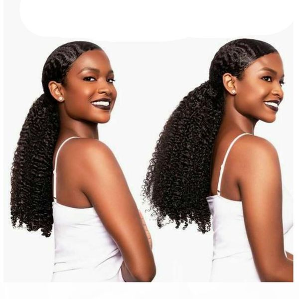 

mongolian kinky curly clip ins ponytail hair extension for women natural black curly clip in human hair extensions divas hair extension 140g