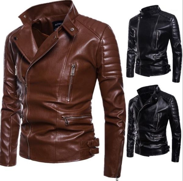 

autumn mens leather jacket slim motorcycle leather coat men jackets clothes personalized jaqueta de couro street fashion lapel1, Black