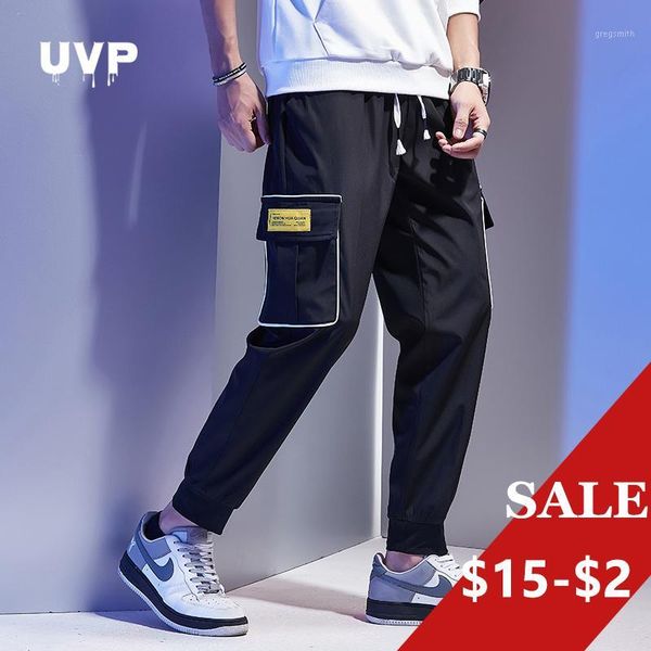 

men's trousers 2019 new streetwear cargo pants side pockets elastic waist hip hop pants male punkmen fashions joggers clothing1, Black