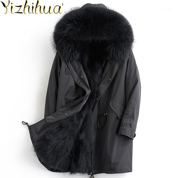 

azazel parka real fur men clothes winter luxury jacket men long coat racoon fur coats parkas winterjas heren jhlpkf-02 kj20841, Black