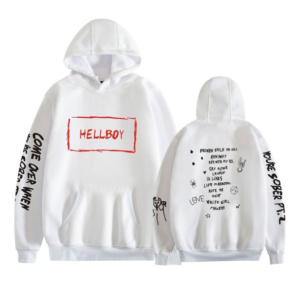 

plus size print hellboy lil peep hoodies men/women sweatshirt famous rapper men's hooded pullover men hoodies lil peep clothes xxs-4xl, Black