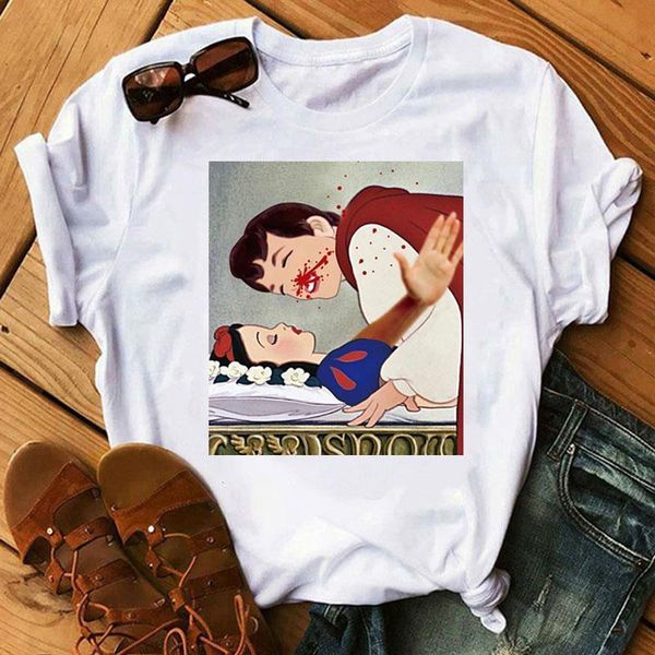 

funny women tshirt princess print female tee shirts casual loose ladies tee harajuku women t-shirts clothes, White