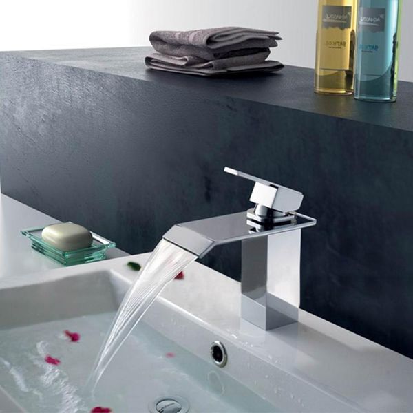 

bathroom faucet chrome finish deck mounted basin sink faucet mixer tap waterfall faucet torneira banheiro lt 504 wmtrlf