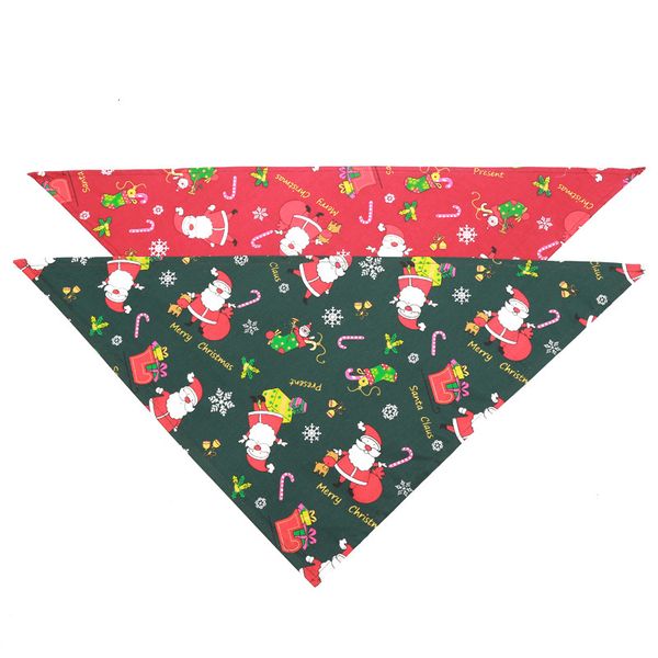 

christmas bandana dog bib scarf washable soft cotton santa claus printing puppy kerchief bow tie pet grooming accessories bwe2966