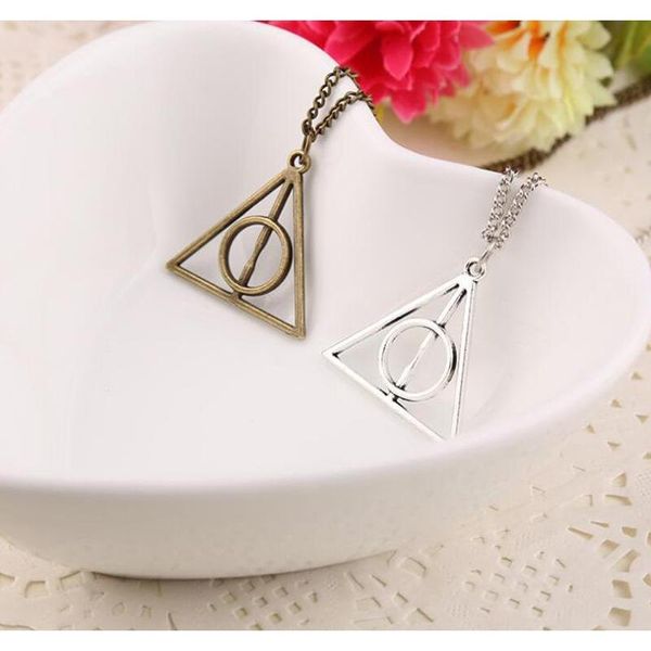

50pcs book the deathly hallows necklace antique silver bronze gold deathly hallows pendants fashion jewe sqchlw queen66