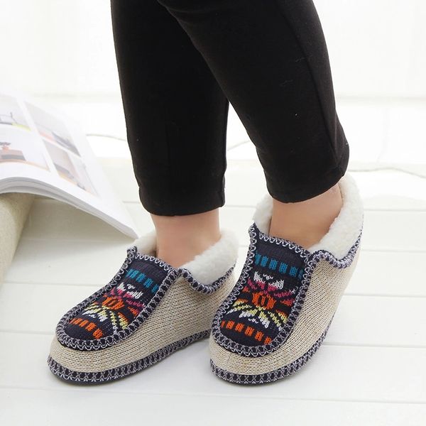 

2020 plush slippers winter warm sun flower knitted home slippers soft bottom cotton women shoes indoor shoes woman #bq1t, Black