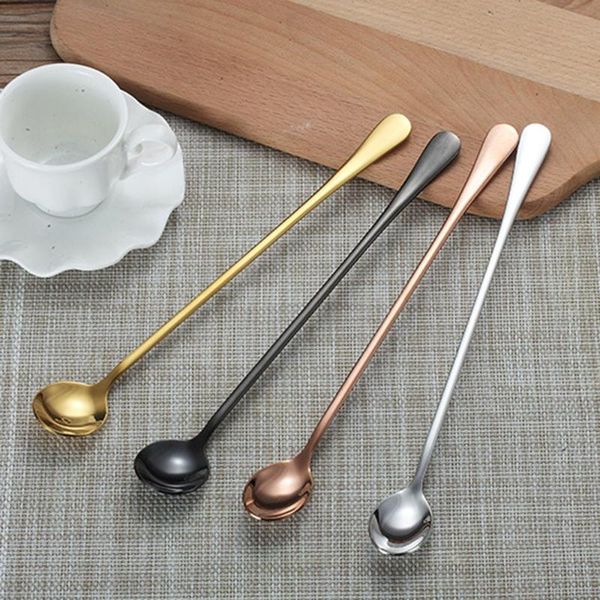 

spoons 24cm stainless steel long handle teaspoons stirring coffee spoon ice cream bar drink cocktail mixing