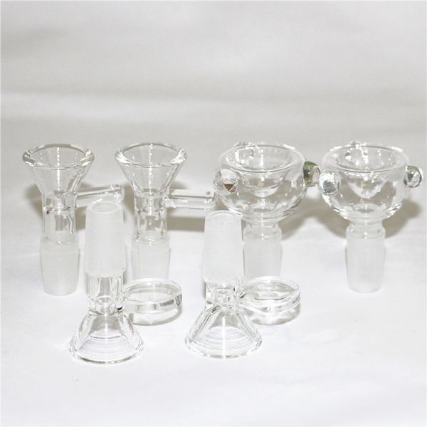 Hookahs Clear Glass Bowl 18mm 14mm Macho Articulação Fumar Acessório para Dab Rig Water Tube Rigs Plataformas Bubbler