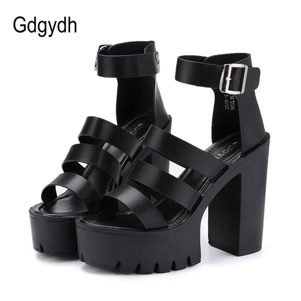 

gdgydh new summer shoes women white open toe button belt thick heel wedges platform shoes fashionable casual sandals female y200326, Black