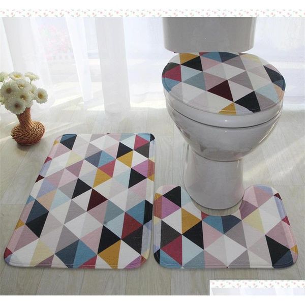 

3 piece / set toilet set non slip bathroom mat suede anti-slip toilet cover bath sets decor safety tape mat bat qylieq bdebaby