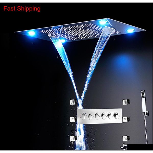 

led shower set spa functions luxurious bath system large waterfall dual rain misty concealed ceiling showerhea qylcxy dh_seller2010