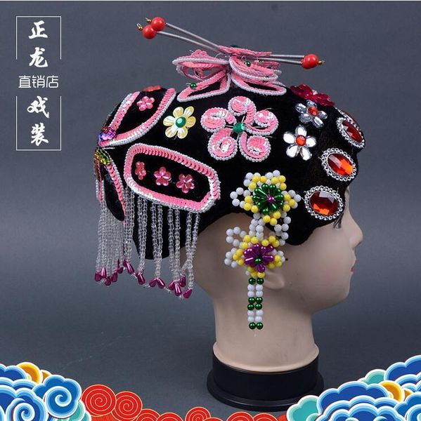 

actor's headgear opera accessories beijing jingju yueju pretty dandan headdress baotou opera ancient costume dandan servant girl, Blue;gray