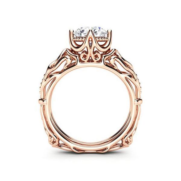 

garilina fashion jewelry white cubic zirconia hollow gold ring for womens anniversary wedding gift r2257, Slivery;golden