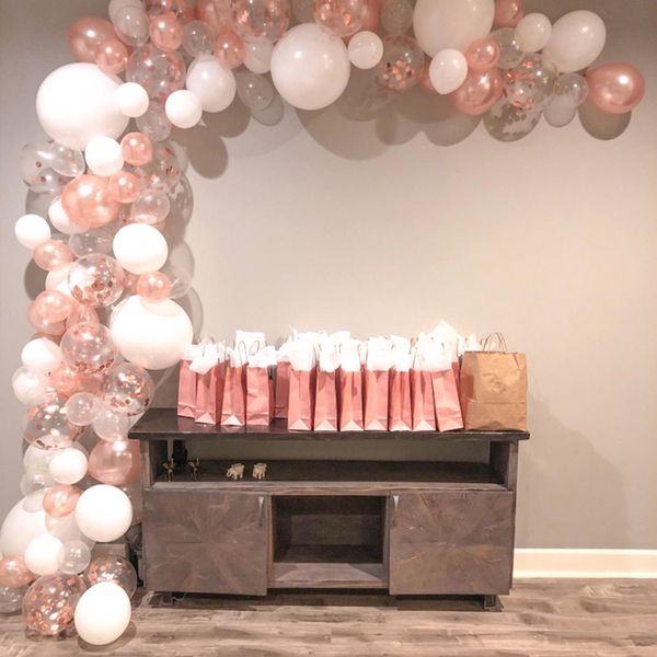 Conjuntos de balões de decoração de quarto de festa de aniversário de casamento 102 unidades/pacote Conjunto de corrente de balão de ouro rosa Material de festa festiva WH0513