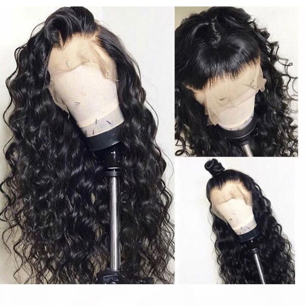 

peruvian deep wave lace front wig lace pre plucked virgin glueless deep curly full lace human hair wigs with baby hair, Black;brown