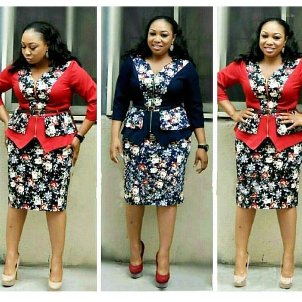 

2019 african clothes women skirts 2 pcs set suits casual outfit dresses floral skirts suit1, Red