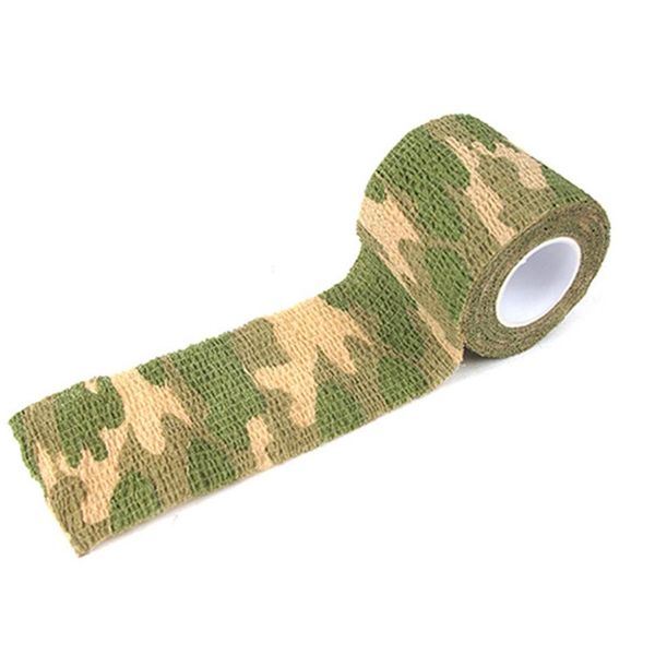 

elbow & knee pads meiby outdoor sport camouflage tape, non-woven fabric camo wrap adhesive stretch bandage cohesive bandage, for, Black;gray