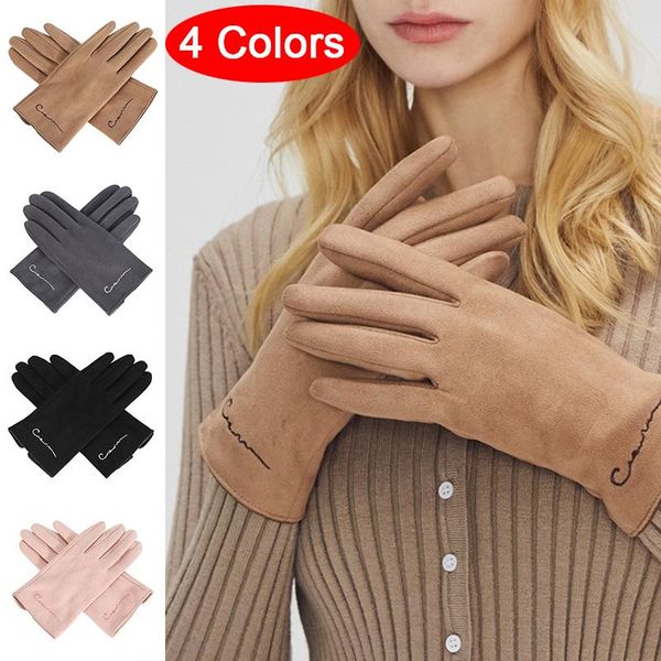 

suede gloves men' winter warm plus velvet thick cotton driving full finger gloves touch screen, Blue;gray